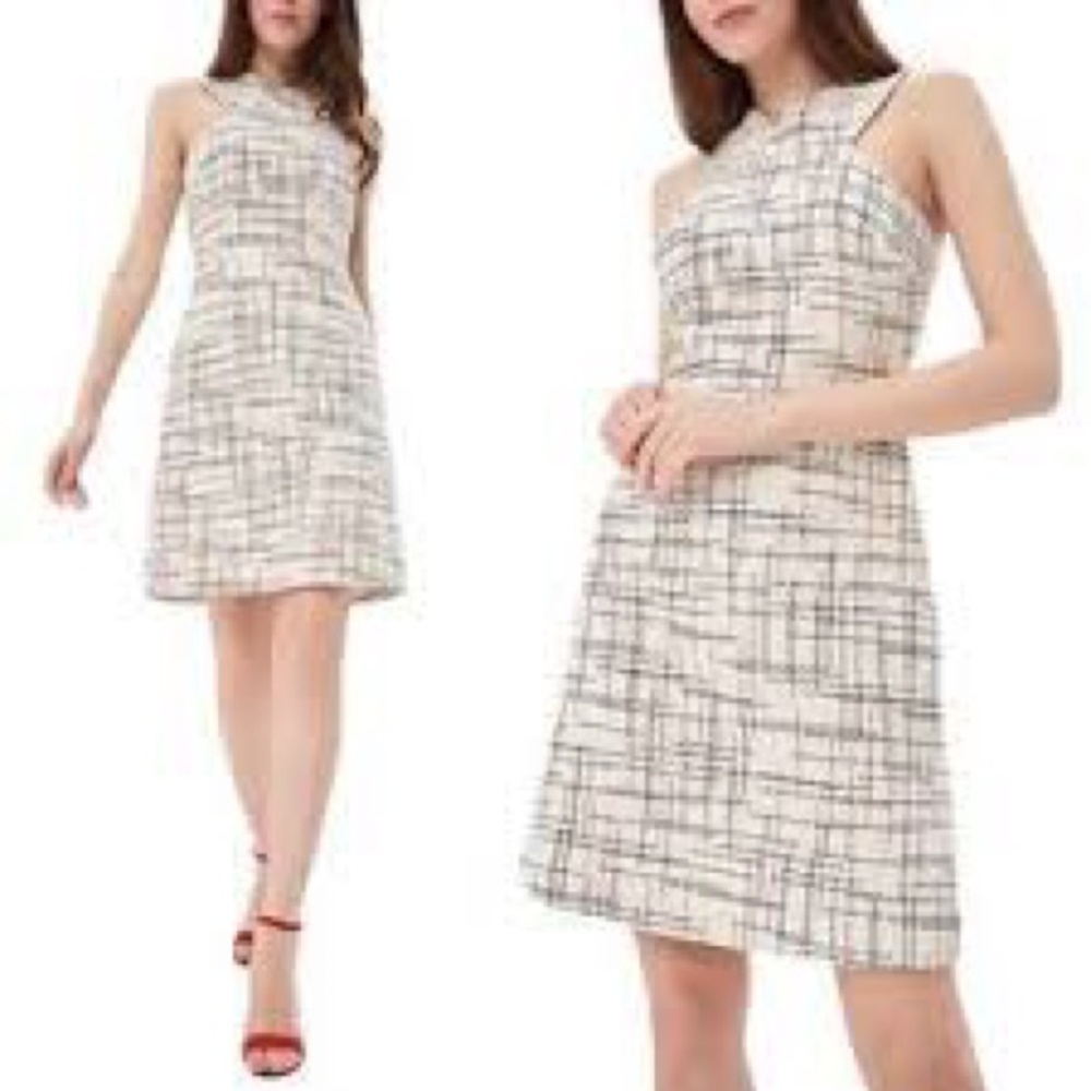 Banana Republic White and Black Patterned Dress